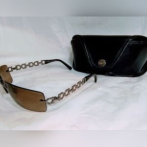 FERRAGAMO - Salvatore Ferragamo Brown Sunglasses with Muted Silver Frames & Case